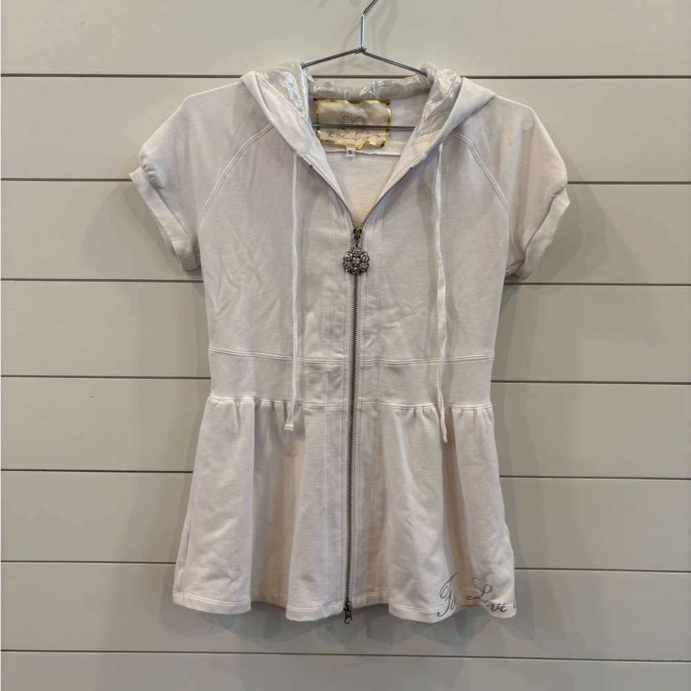 For Love And Liberty White Short Sleeve Hoodie